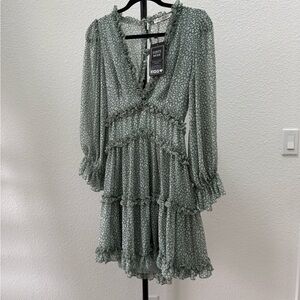 Envy Long Sleeve Green Floral Dress